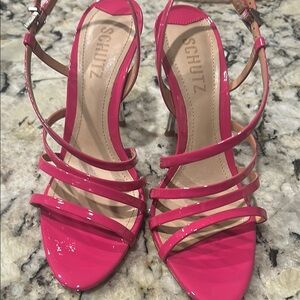 SCHUTZ Pink Strappy Heels with Ankle Strap